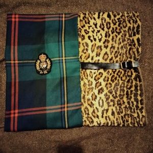Custom Made Ralph Lauren Aragon Leopard and Wool plaid pillow cover sz 18x18